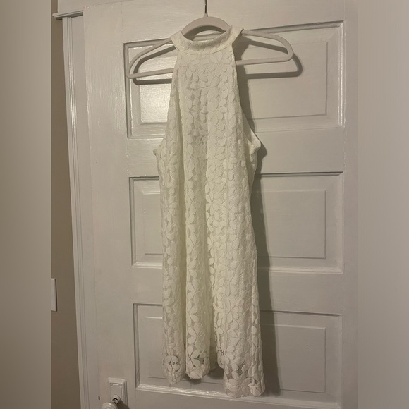 Lulus All My Adoration White Lace Halter Shift Dress - Picture 7 of 8